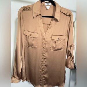 LARGE/Slim - EXPRESS Convertible Portofino Shirt GOLD